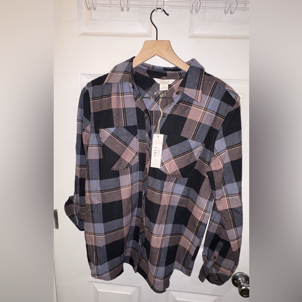 Sonoma Men's Casual Plaid Shirt - Black, Blue, and Brown